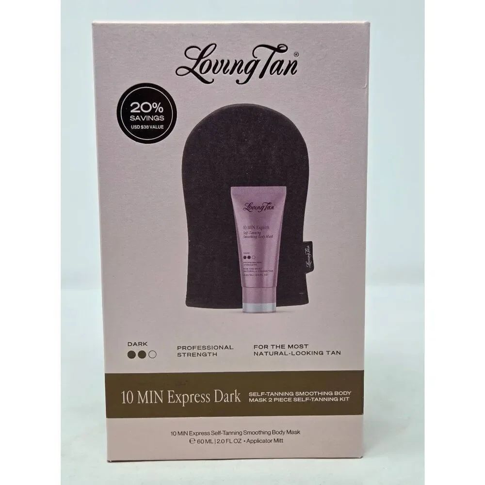 LOVING TAN 10 MIN EXPRESS SELF-TANNING SMOOTHING BODY MASK DARK 2.0 OZ W/ PAD